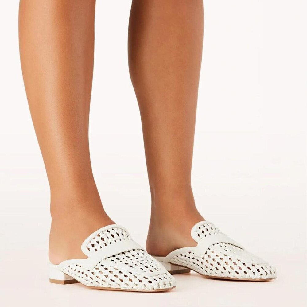 White Billini Woven Mules size 6